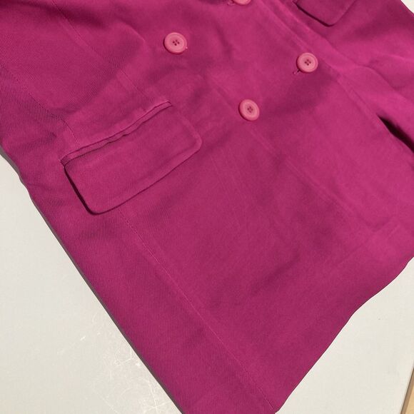 Zara Hot Pink Double Breasted Blazer Longline Oversized Women’s Small - Picture 10 of 13
